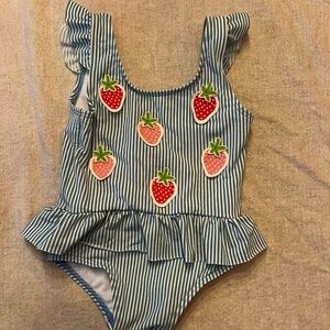Baby Boden strawberry applique swimsuit